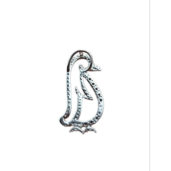 Sterling Silver Diamond Penguin Pendant Marked "MO 925" - Picture 4 of 4